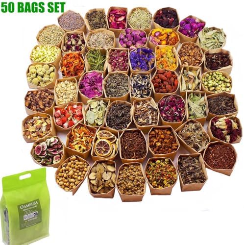 50 Packs Set - Dry Flower Craft Set, Dried Flowers, Dried Plants, Roses, Jasmine, Peonies, Lavender, Forget-me-nots, Witchcraft Kit, Resin Jewelry Making, DIY Candles, Seasonal Decorations - Image 2