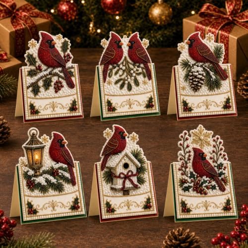 6 Pack Christmas Diamond Painting Cards, DIY 3D Pop-Up Greeting Set by Unknown
