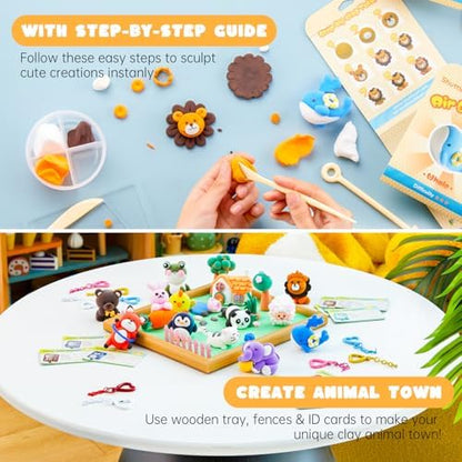 Shuttle Art Air Dry Clay for Kids - Zoo Town, 55 PCS Modeling Clay Kit with Sculpting Tools and Tutorials, Safe & Non-Sticky, Craft Gifts for Boys & Girls - Image 6