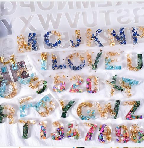 Silicone Letter Molds for Resin Casting - Alphabet Number Jewelry Making, Premium Flexible Reusable DIY Craft Molds for Beginners Teenager Adults, Epoxy Mold for Keychains Charms DIY Gifts (A-Z, 0-9) - Image 5