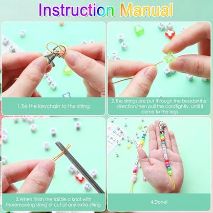 Tuhangcc 876 Pcs Back to School DIY Keychain Making Kit，Adjustable Letter Alphabet Beads Strings, Butterfly Beads,16 Charm Cards with Lobster Clasps & Strings for Welcome First Day of School Gift - Image 4