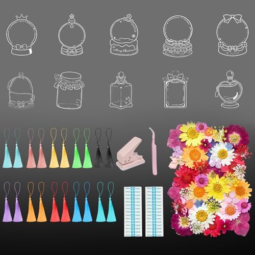 106Pcs Transparent Dried Flower Bookmarks, Dried Flower Bookmark Kit, Handmade DIY Bookmarks for Pressed Flowers, Thousand Flower Bookmark for Kids Women Men, Book Lovers by Artlaza