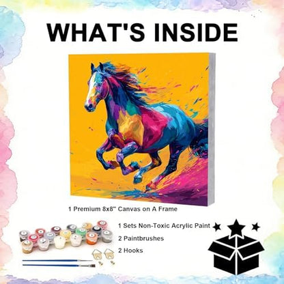 TBAIRO Framed Paint by Numbers Kit for Adults Beginner Horse DIY Painting Kits for Kids Ages 8-12 Animals Easy Adult Paint by Number Kits on Canvas for Wall Art Decor 8x8 Inch - Image 3