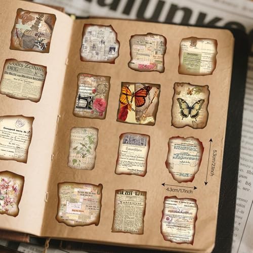 100 Pcs Vintage Journaling Stickers - Junk Journal Supplies with Antique Map Prints & Distressed Edges, Scrapbook Stickers for Planners, Ideal for Kids Teenagers Adults - Image 5