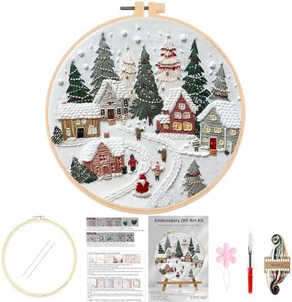 Huacan Embroidery Kits for Adults Beginner DIY Cross Stitch Stamped Christmas Tree Pattern Stitching Sewing Kit 1 Piece 7.8 x 7.8 Inch by Home