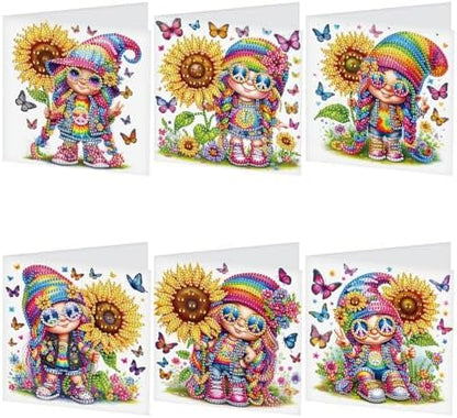 TDFERAN 6-Pack DIY Rainbow Sunflower Diamond Art Cards Valentines Day Craft Making Kit Diamond Art with Envelopes Diamond for Birthday Thanksgiving Day All Occasion Card by TDFERAN