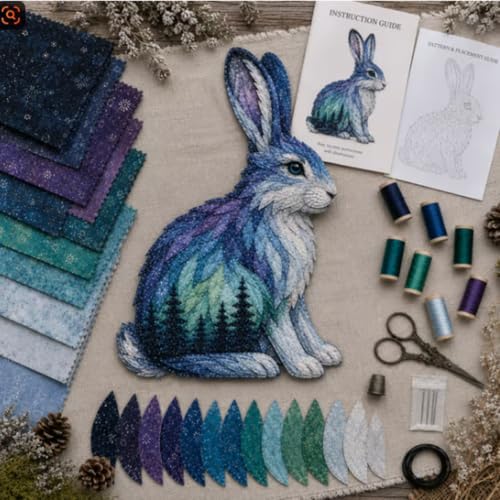 Northern Lights Wildlife DIY Patchwork Kit, Creative Fabric Craft Sewing Kit for Adults, Handmade Home Decor Project by Unknown