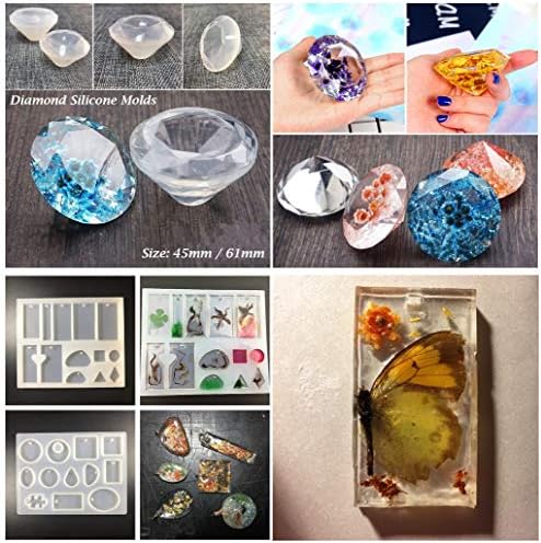 5x30ML Crystal Clear UV Epoxi Resin + Compact Portable UV Lamp 12 Jewelry Making Molds 36 Decorations Glitter Dried Flowers Glassine + Tweezers for DIY Pendants Earrings Bracelets/epoxy Coating - Image 6