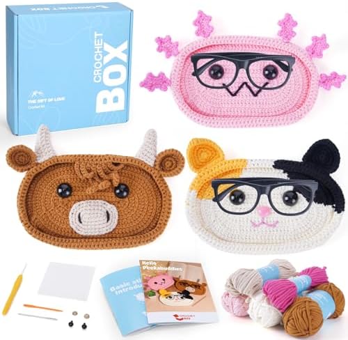 CrochetBox Snowman Eyeglass Holder Crochet Kit for Beginners, Adults by CROCHETBOX