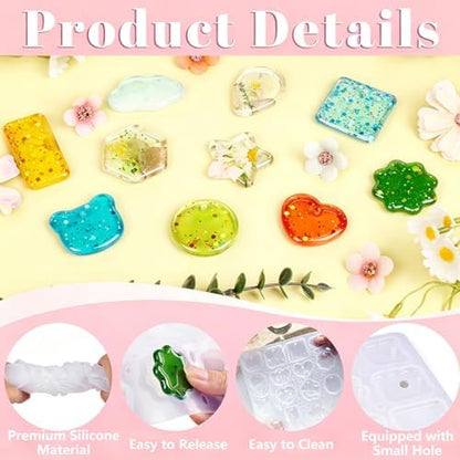 Keychain Silicone Mold, Keychain Resin Mold with Key Ring Accessory, Epoxy Resin Jewelry Molds for DIY Keychains, Necklace, Pendant - Image 5