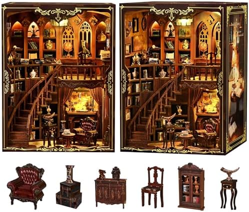 CRIOLPO Book Nook Kits for Adults DIY Doll House Kit with LED Lights by CRIOLPO