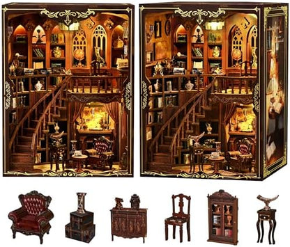 CRIOLPO Book Nook Kits for Adults DIY Doll House Kit with LED Lights by CRIOLPO