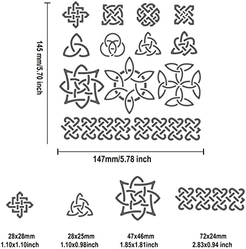 BENECREAT Celtic Metal Stencil Templates, Celtic Knot Pyrography Stencils for Painting on Wood Wall Canvas Furniture, Wood Burning, Pyrography Engraving, 6x6 inch - Image 2