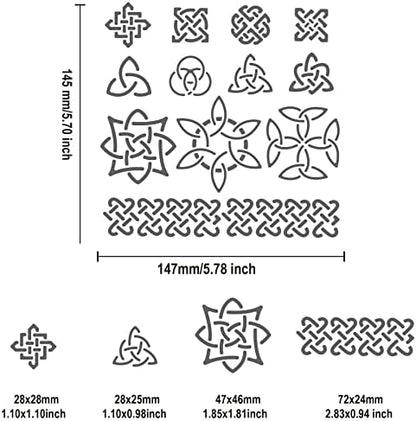 BENECREAT Celtic Metal Stencil Templates, Celtic Knot Pyrography Stencils for Painting on Wood Wall Canvas Furniture, Wood Burning, Pyrography Engraving, 6x6 inch - Image 2