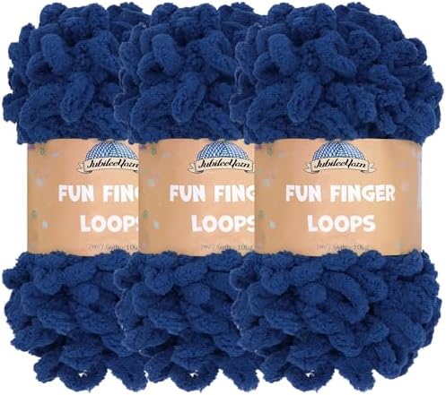 JubileeYarn Fun Finger Loops Yarn - Navy - 3 Skeins by BambooMN