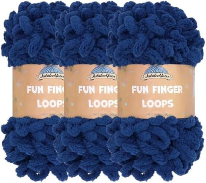 JubileeYarn Fun Finger Loops Yarn - Navy - 3 Skeins by BambooMN