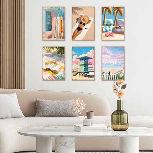 GEEHEIY 6 Pack Paint by Numbers Kit for Adults, Coastal Beach, 8 x 12 Inch - Image 6