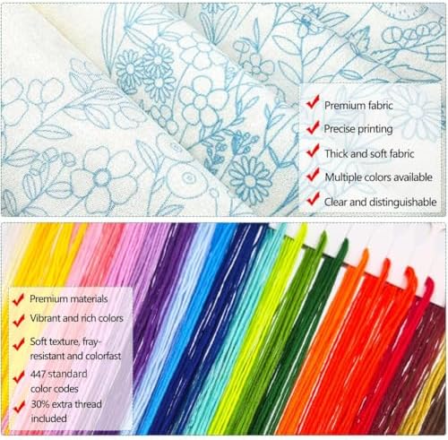 Embroidery Stitch Book Kit for Beginners, All-in-One Hand Embroidery Learning & Practice Book with Fabric Pages,100+ Patterns,Fabric & Tools,Beginner to Advanced DIY Stitching Set with English Guide - Image 7