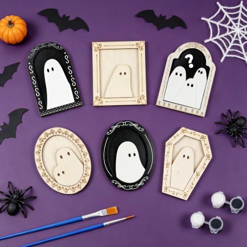 12 Sets Halloween Crafts for Adults Wood Ghost DIY Frames Decoration - Image 4