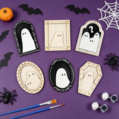 12 Sets Halloween Crafts for Adults Wood Ghost DIY Frames Decoration - Image 4