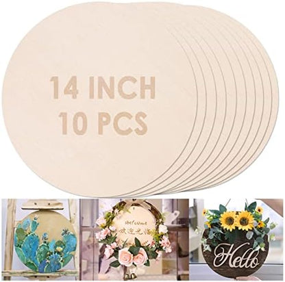 10PCS 14Inch Cutouts Blank Round Wood Slice Wood Circles for Crafts, Unfinished Wooden Slices Blank Round Wooden Circles, Wood Circles for Painting, DIY Door Hanger, Home, Party, Decor 0.1 Inch Thick by Unixing