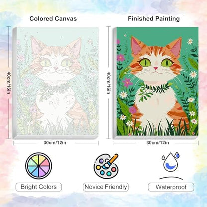 Yezavesu Orange Cat Framed Paint by Numbers Kit for Adults Beginner - Image 3