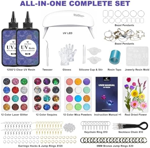 UV Resin Jewelry Making Kit - KHKD RESIN 250g UV Resin Kit with Light - Image 2