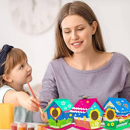 hapray 12 Pack Bird House Kit for Kids, DIY Wooden Birdhouse with Paints - Image 5