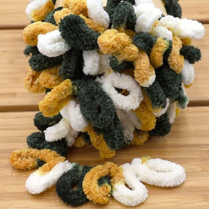 JubileeYarn Fun Finger Loops Yarn - Green Gold White - 5 Skeins - Image 3
