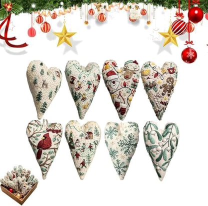 Froklic New Christmas Embroidery Kits, DIY Heart Shaped Hand Christmas Tree Embroidered Ornament Kit, Nativity Cross Stitch Kit for Winter Pattern Embroidery Decoration (with Needles-8PCS) - Image 2