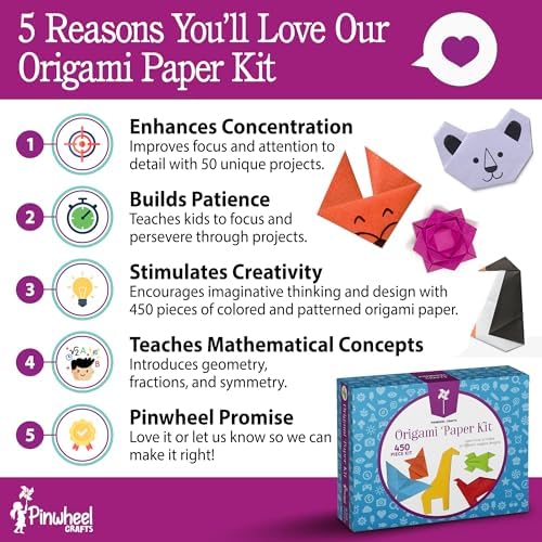 Pinwheel Crafts Origami Kit for Kids Ages 5-12 with 450 Sheets, 50 Projects - Image 2