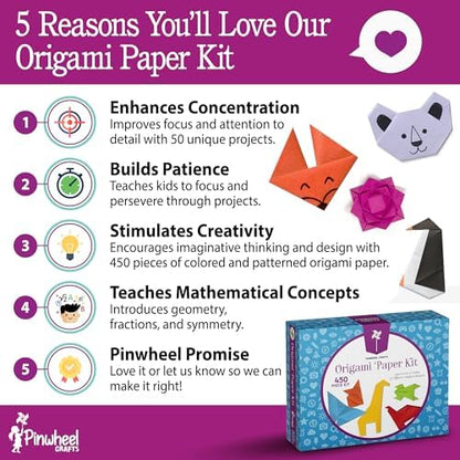 Pinwheel Crafts Origami Kit for Kids Ages 5-12 with 450 Sheets, 50 Projects - Image 2
