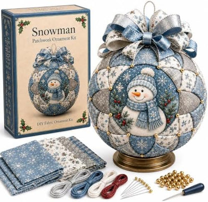 Christmas Classics Patchwork Ornament DIY Kit, Quilted Tree Fabric | Decor Set, Holiday Tabletop Craft for Beginners, Santa Reindeer Snowman Ornament, Xmas Craft Gift for Adults (Snowman) by Unknown