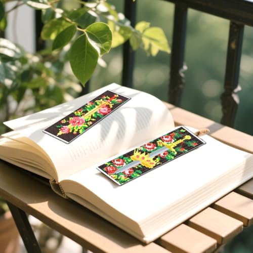 FREEBLOSS 6 Set Cross Stitch Bookmark Kits Sword & Rose Pattern Stamped Cross Stitch Kit 11CT Embroidery Kit with Instructions for Adults Beginners 20x6cm/8x2.4inch - Image 6