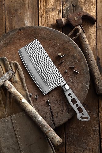 KATSURA Woodworking Project Kit – Chinese Cleaver Blank – 6.5 Inch – Japanese Premium AUS 10, Hammered 3-Layer Forged Steel – Perfect for Woodworkers, Crafters – Classic Style Handle – NO LOGO - Image 3
