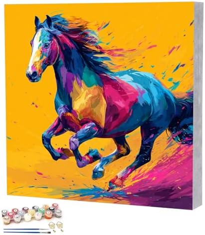 TBAIRO Framed Paint by Numbers Kit for Adults Beginner Horse DIY Painting Kits for Kids Ages 8-12 Animals Easy Adult Paint by Number Kits on Canvas for Wall Art Decor 8x8 Inch by Unknown
