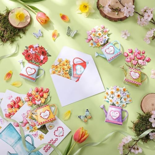 Gueevin 18 Set Watering Can Blossoms Card Making Kit Floral DIY Craft Kits - Image 4