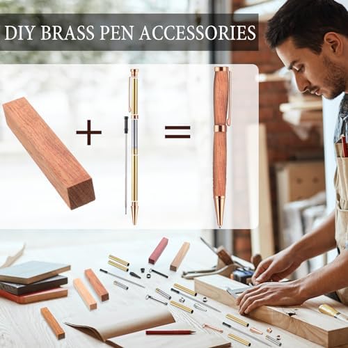 Colarr 20 Sets Woodturning Pen Kits Project Supplies Including 7mm Slimline Pen Kits with Refill and Pen Blanks Lumber for Lathe Turning Starter Package DIY Crafts - Image 2