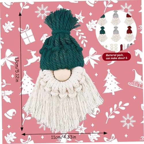 6PCS Christmas Macrame Kit Christmas Gnome Making Supplies with Instructions DIY-Friendly Cotton Christmas Macrame for Crafting, Christmas Tree Ornament. - Image 5