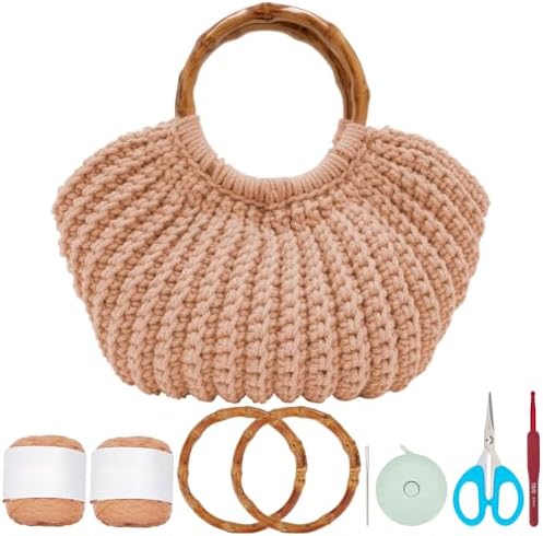 ACRNIGHEET Crochet Bag Kit for Adults Khaki Handbag Kit for Beginners Tote Bag Set with Step-by-Step Instructions and Video Guidance by ACRNIGHEET
