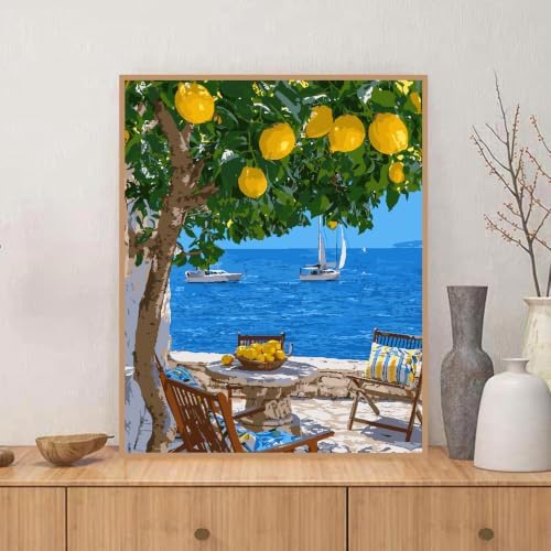 ZRIZQ Landscape Paint by Numbers Kit for Adults Beginner,Lemon Tree,16x20 - Image 3