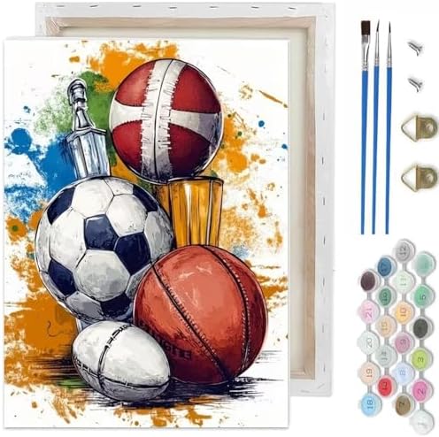 TCDZMYGS Paint by Numbers Kit for Adults Beginner,Basketball Adult Paint by Number Kits on Canvas with Frame,Graffiti Style DIY Acrylic Oil Painting by Numbers Kits for Home Wall Decor 10x12 inch by TCDZMYGS