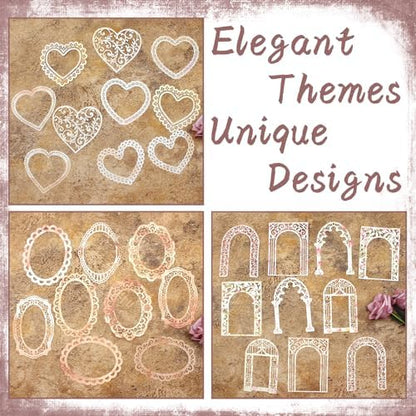 Anvin 30 Pcs Scrapbook Lace Paper Vintage Background Paper Cutouts, Frames, Flowers Heart Hollow Decorative Paper for Scrapbooking, Junk Journal, Art Journaling, Card Making, Planner, DIY - Image 3