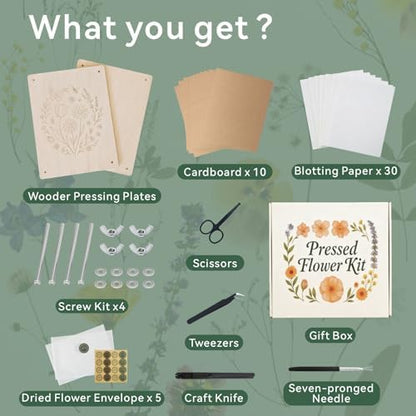 TTUGTTUG Large Flower Press Kit, 15.7" x 11.8" Wooden Pressed Flowers - Image 3