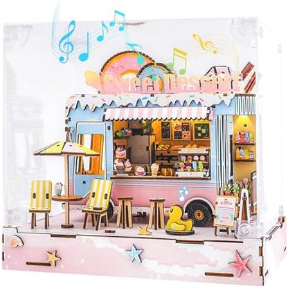 DIY Miniature House Kit (Sweet Dessert Truck) Tiny Dollhouse Kits for Adults to Build, Mini Model Kits with LED Light&Music Box&Dust-Proof Cover, Birthday Gifts for Family Friends by Cutywood