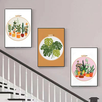 Konrisa Embroidery Kits for Adults Beginner, European Style Garden Plant Green Leaf Stamped Embroidery Starter Kit,DIY Sewing Practice, Needlepoint Cross Stitch Kit,Set of 3 - Image 4
