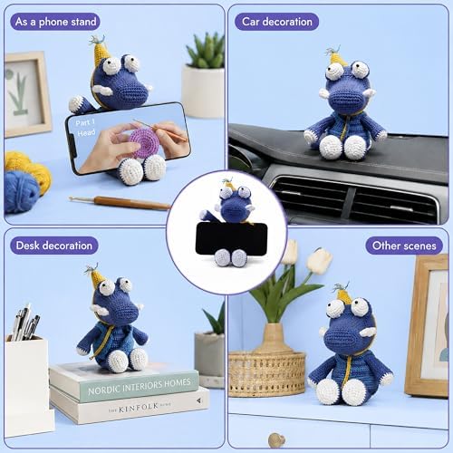 Knitting & Crochet Kit for Beginners - Easy Learn to Crochet Animal Kit, Knitting Crocodile Amigurumi Starter Kit with Step-by-Step Instructions Manual Holiday Birthday Crochet Gifts(Purple, 2 Pack) - Image 6