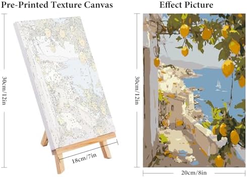 4 Pack Framed Paint by Numbers Kit for Adults Lemon Tree with Wooden Easel - Image 3