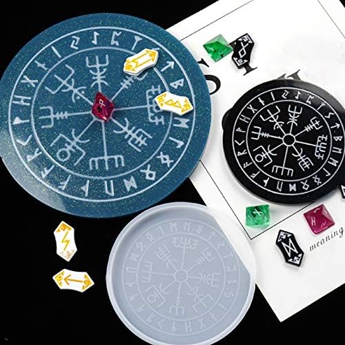 WANDIC Set of 6 Silicone Rune Tray Rune Stones Resin Molds, Rune Divination Resin Mold, and Divination Card Astrology Compass Resin Mold for DIY Craft Jewelry Game Making - Image 5