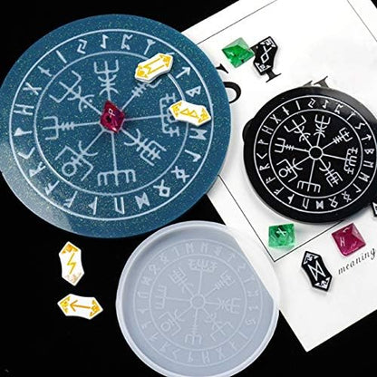 WANDIC Set of 6 Silicone Rune Tray Rune Stones Resin Molds, Rune Divination Resin Mold, and Divination Card Astrology Compass Resin Mold for DIY Craft Jewelry Game Making - Image 5